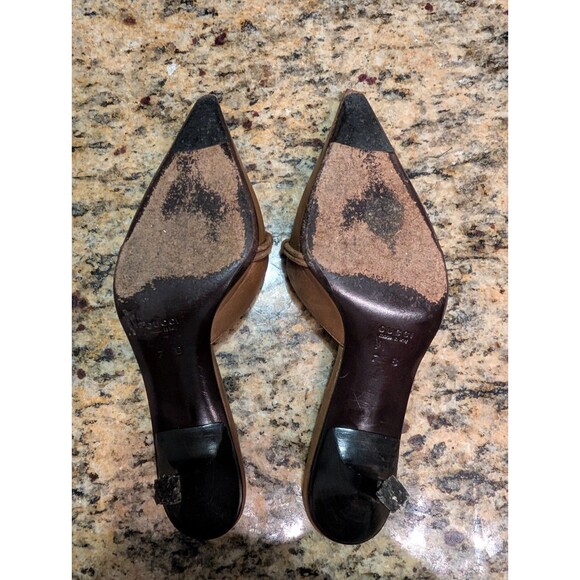 Gucci Vintage Tom Ford Era Brown Leather Black Horsebit Kitten Heel Mule Sz 7 B - Picture 6 of 8